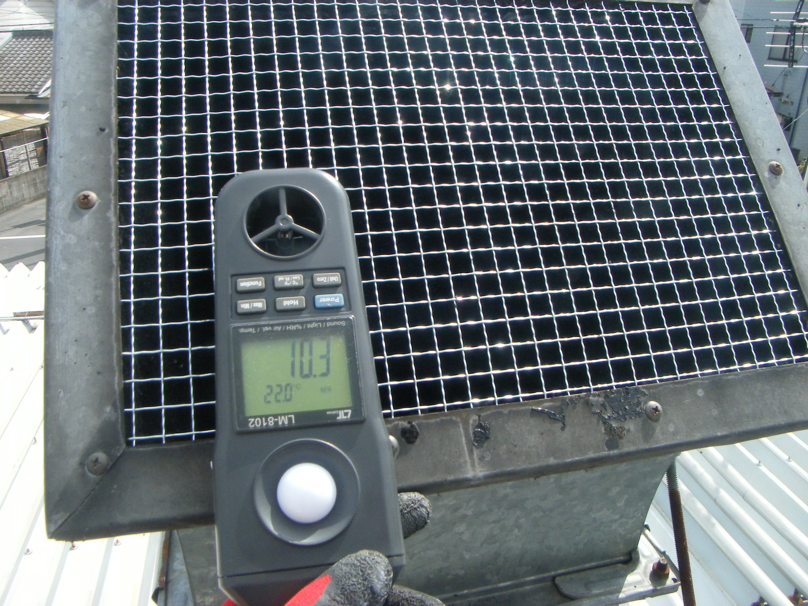 換気扇　排気ダクト　排気風量測定　2
